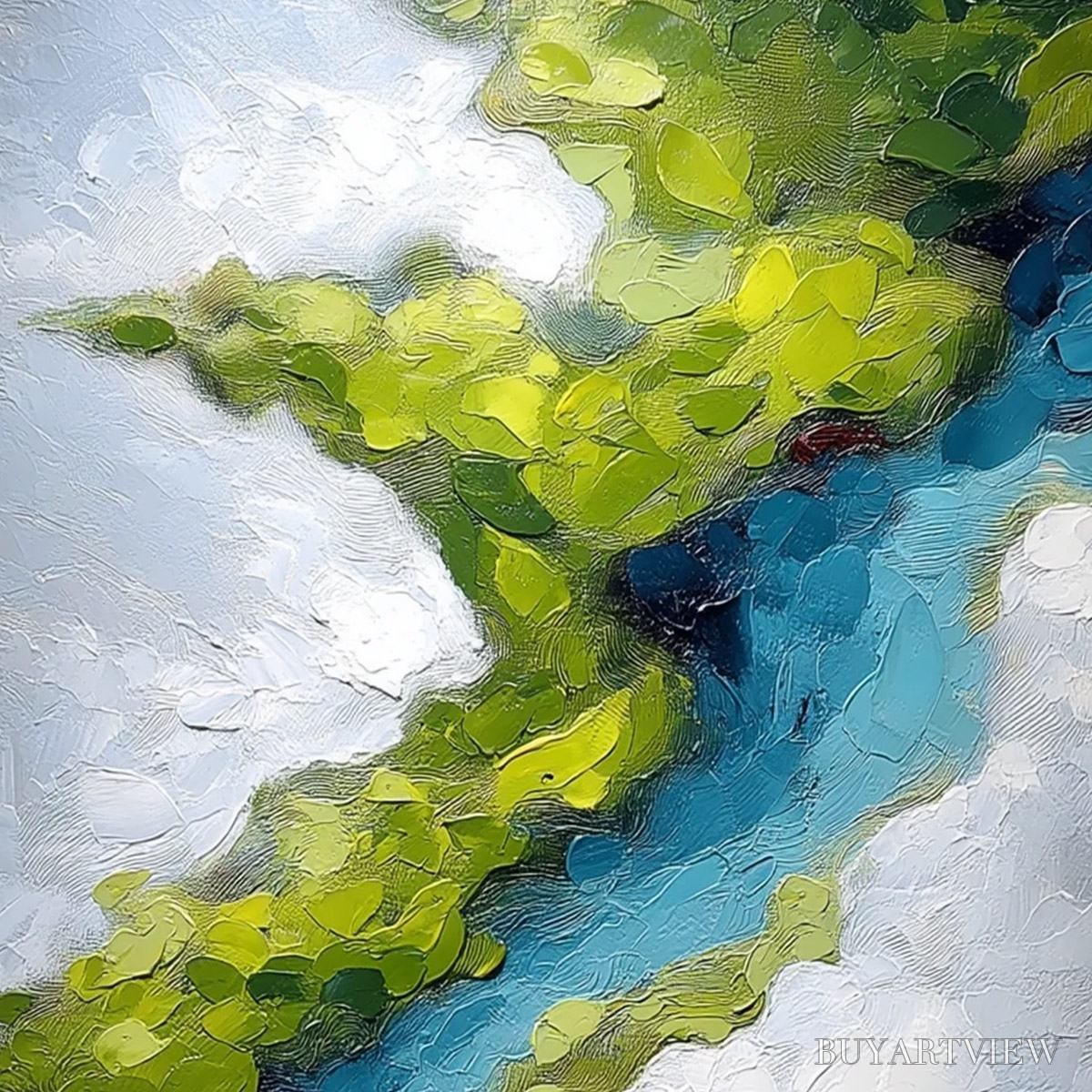 ARTOVITAS Aerial Reverie – Textured Abstract Aerial River Landscape Painting - image 3