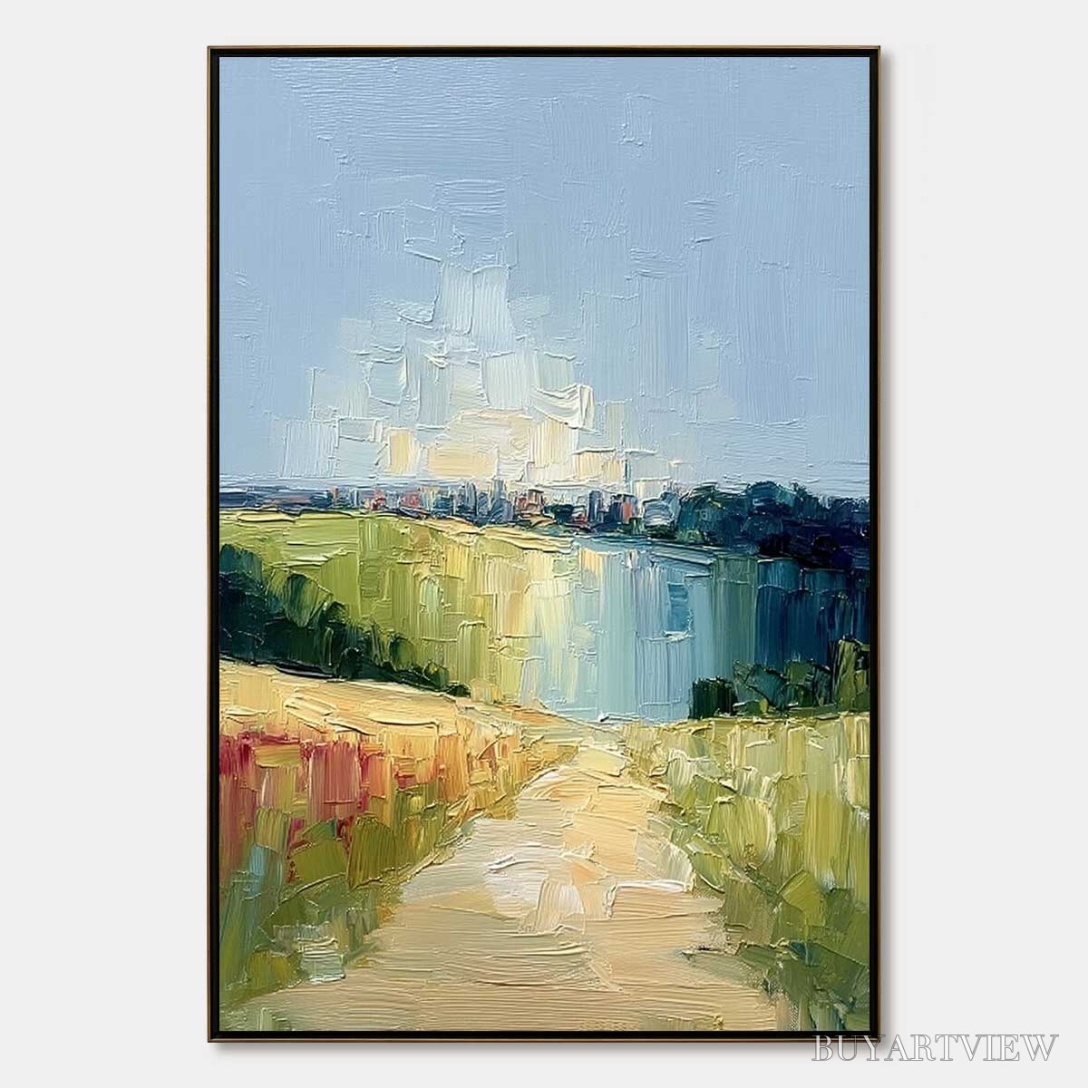ARTOVITAS Coastal Promenade – Textured Palette Knife Impasto Landscape Painting - image 1