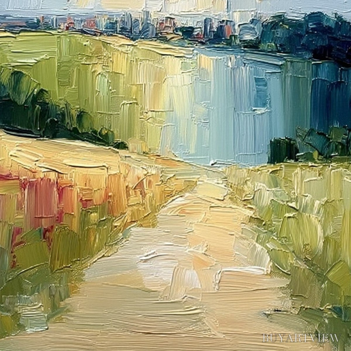 ARTOVITAS Coastal Promenade – Textured Palette Knife Impasto Landscape Painting - image 3