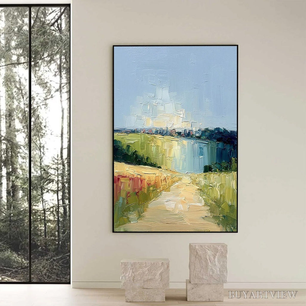 ARTOVITAS Coastal Promenade – Textured Palette Knife Impasto Landscape Painting - image 6