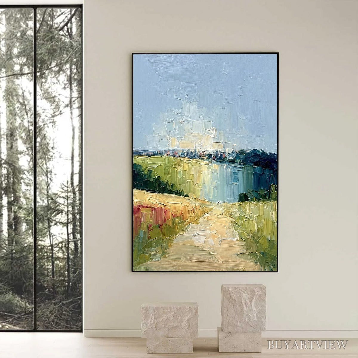 ARTOVITAS Coastal Promenade – Textured Palette Knife Impasto Landscape Painting - image 6
