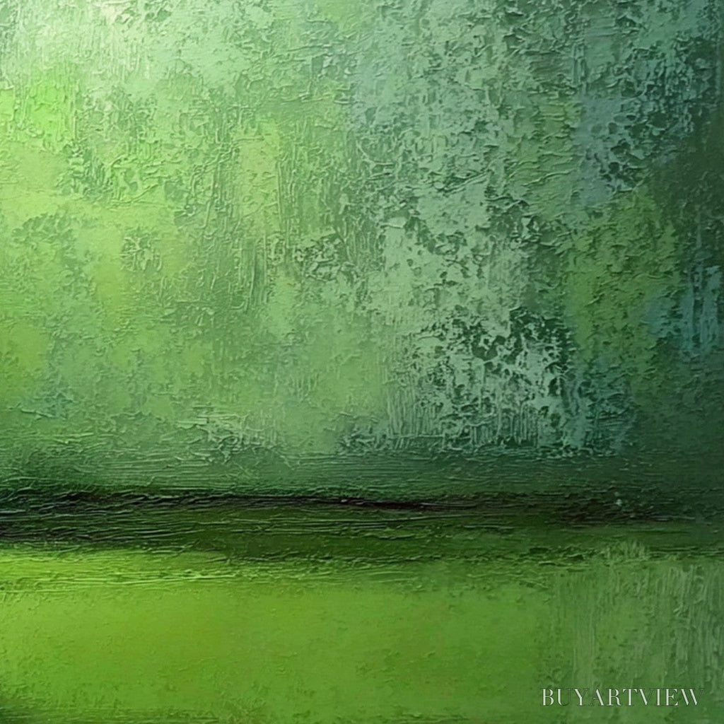 ARTOVITAS Verdant Horizon – Large Textured Green Abstract Landscape Painting - image 5