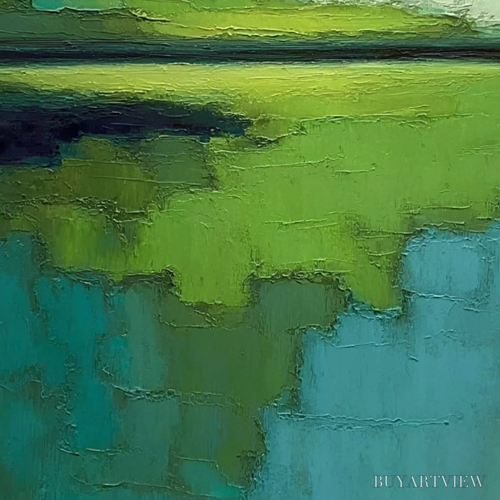 ARTOVITAS Verdant Horizon – Textured Abstract Green Landscape Painting - image 3