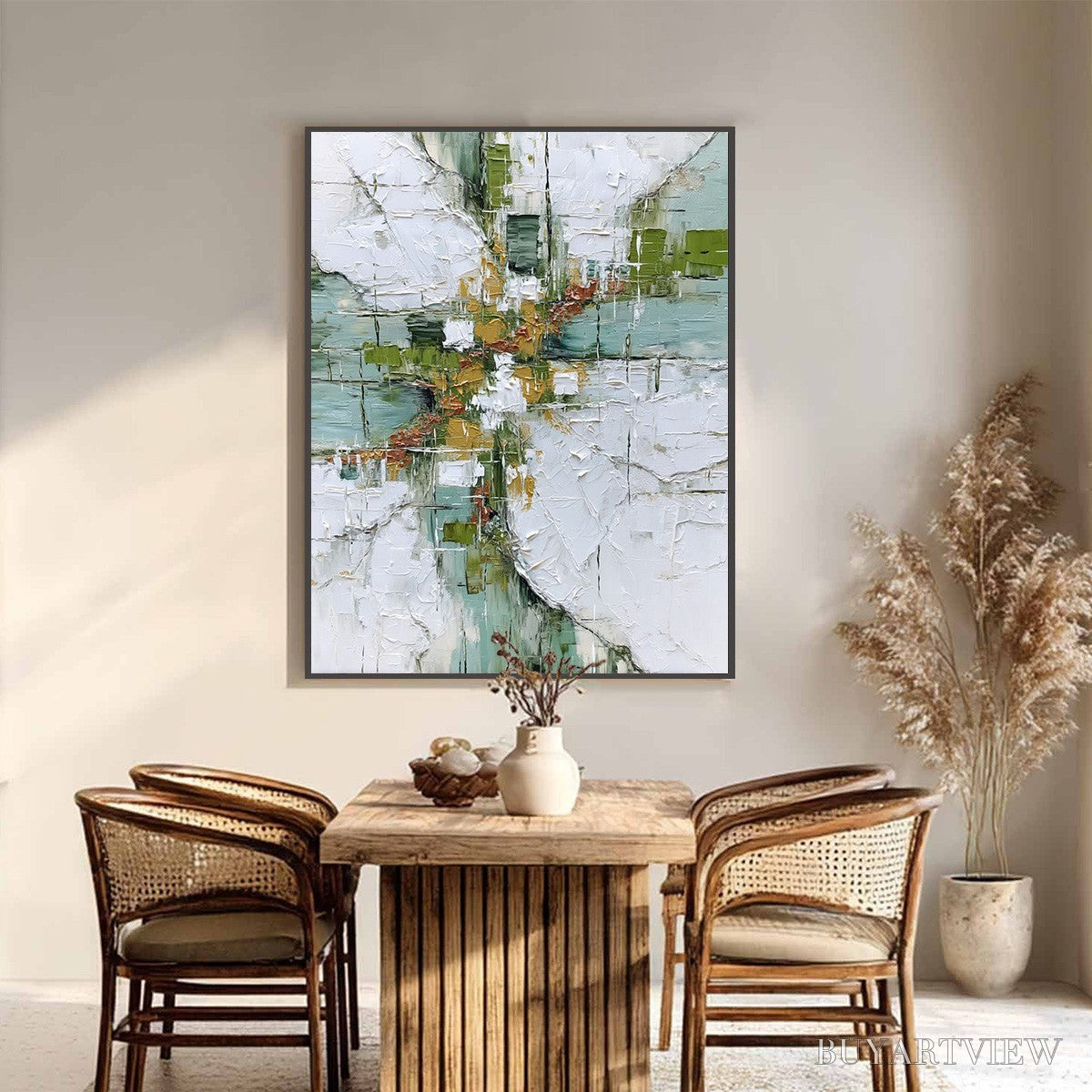 ARTOVITAS Verdant Echo – Textured Abstract Painting in Earth Tones - image 2