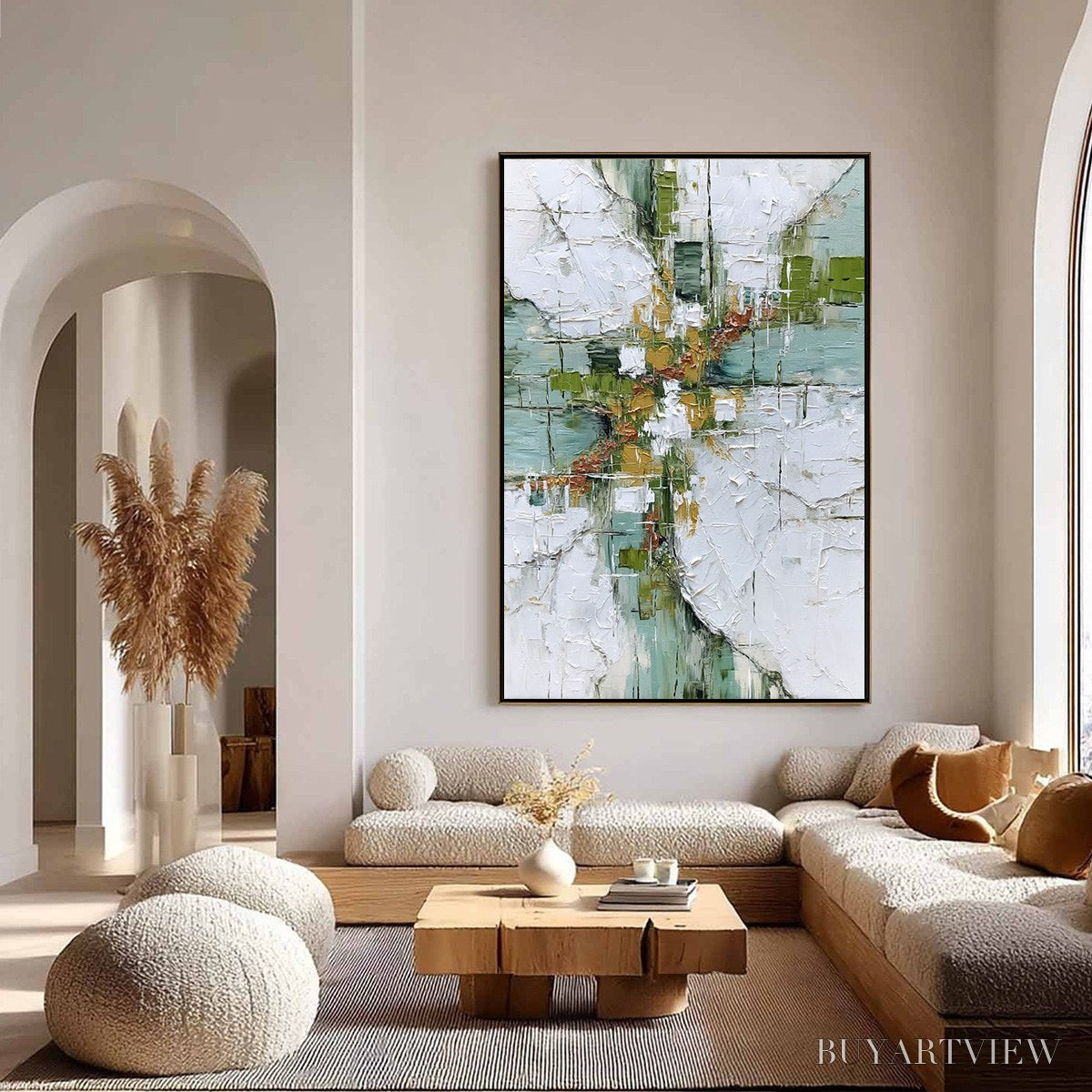 ARTOVITAS Verdant Echo – Textured Abstract Painting in Earth Tones - image 4