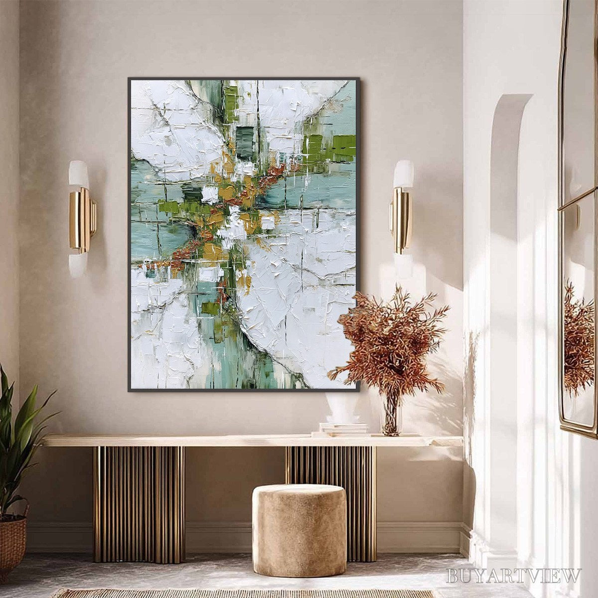 ARTOVITAS Verdant Echo – Textured Abstract Painting in Earth Tones - image 6