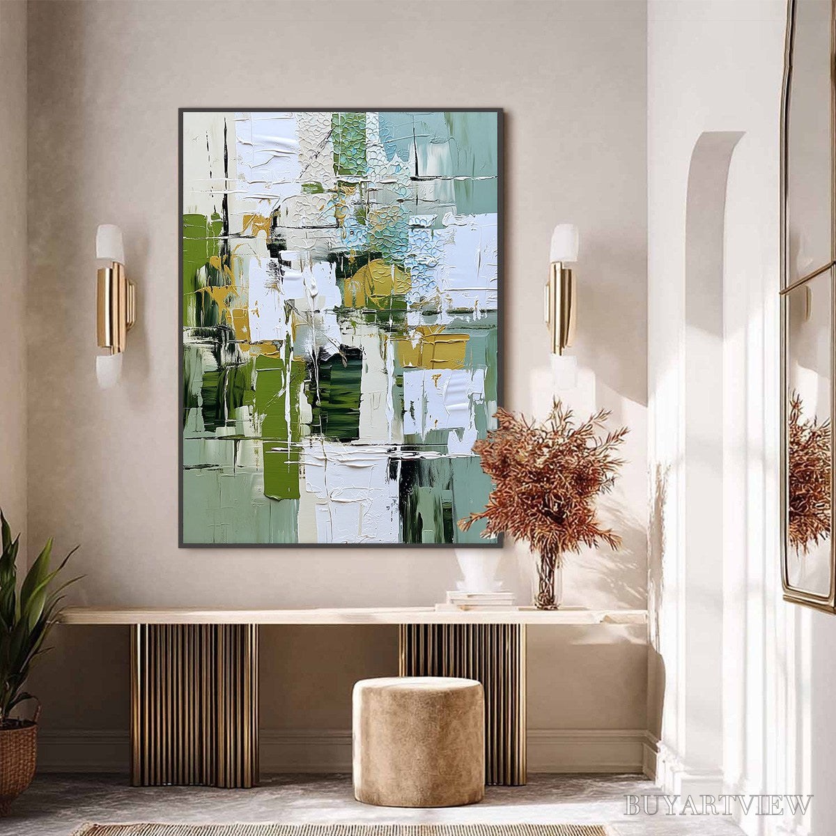 ARTOVITAS Terrace View – Textured Abstract Impasto Landscape Painting - image 6