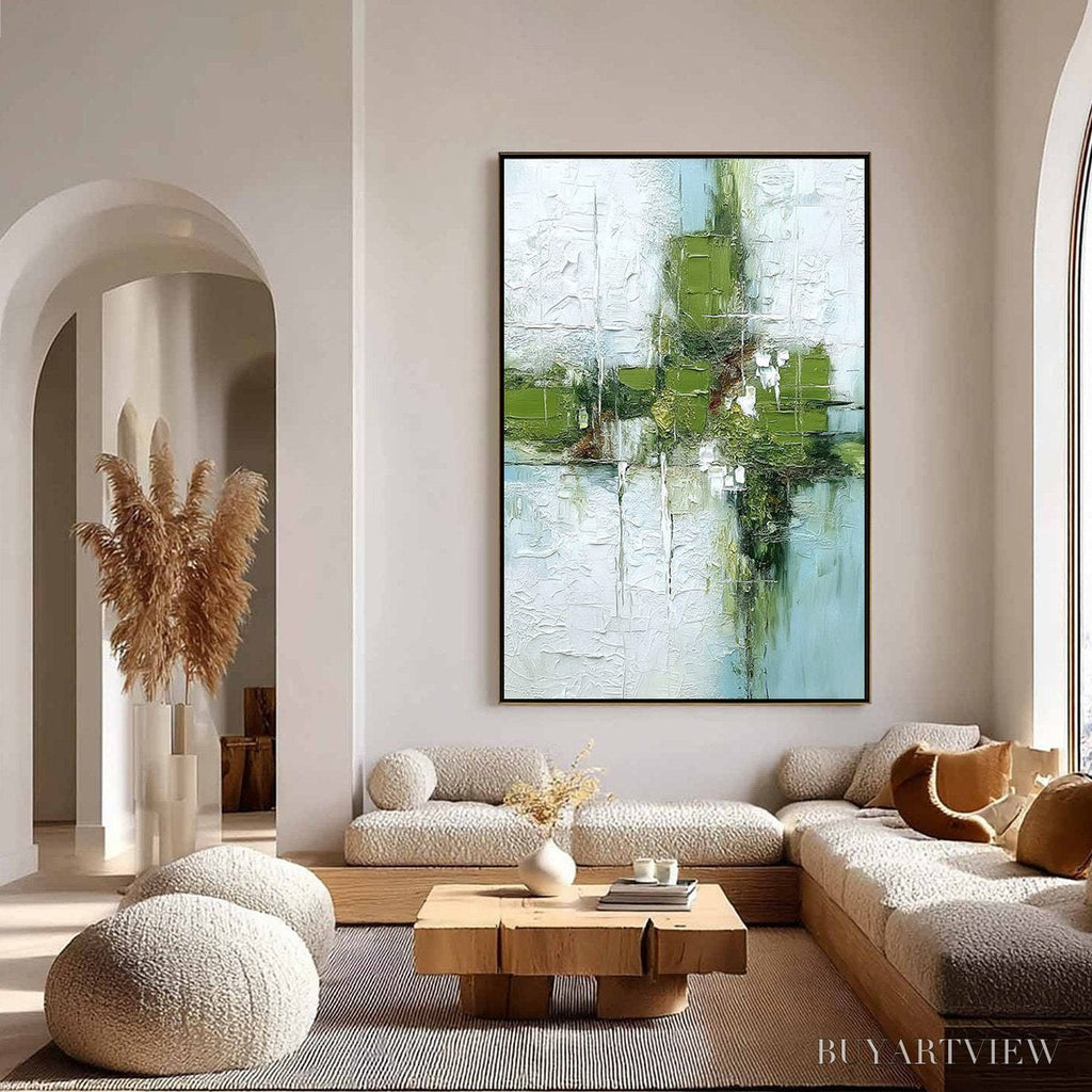 ARTOVITAS Verdant Echo | Green Abstract Textured Oil Painting for Wall - image 4