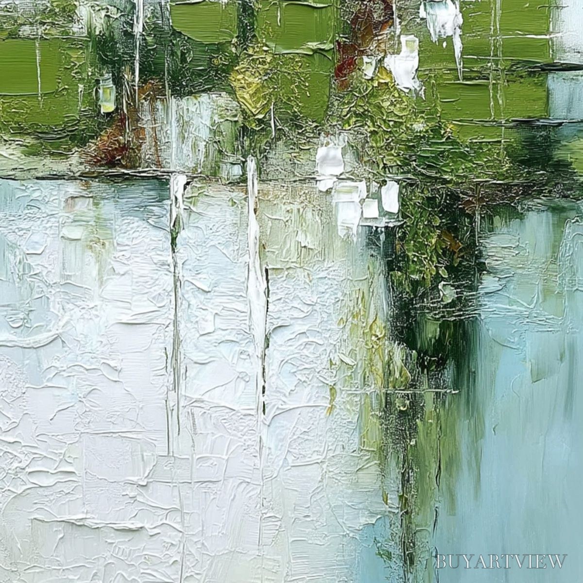 ARTOVITAS Verdant Echo | Green Abstract Textured Oil Painting for Wall - image 5