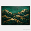 ARTOVITAS Emerald Crests – Heavy Texture Abstract Green and Gold Landscape Painting - image 1
