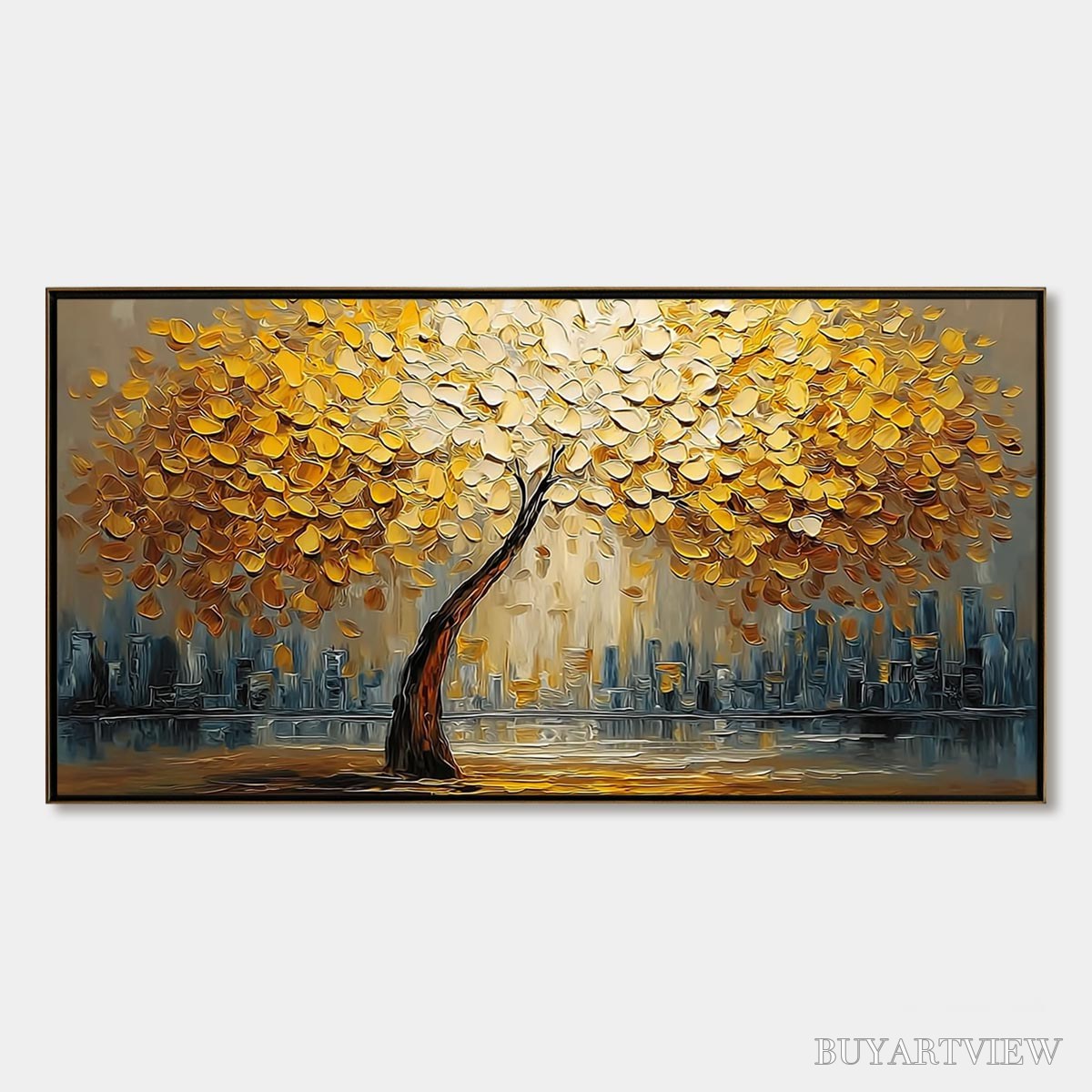 ARTOVITAS Urban Oasis – Heavy Texture Palette Knife Cityscape Oil Painting - image 1