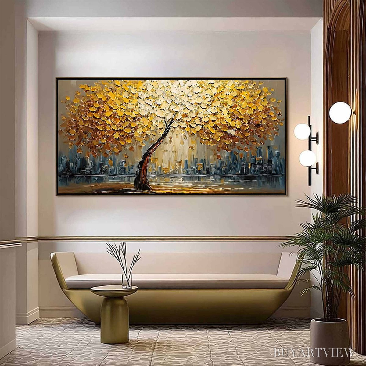 ARTOVITAS Urban Oasis – Heavy Texture Palette Knife Cityscape Oil Painting - image 2