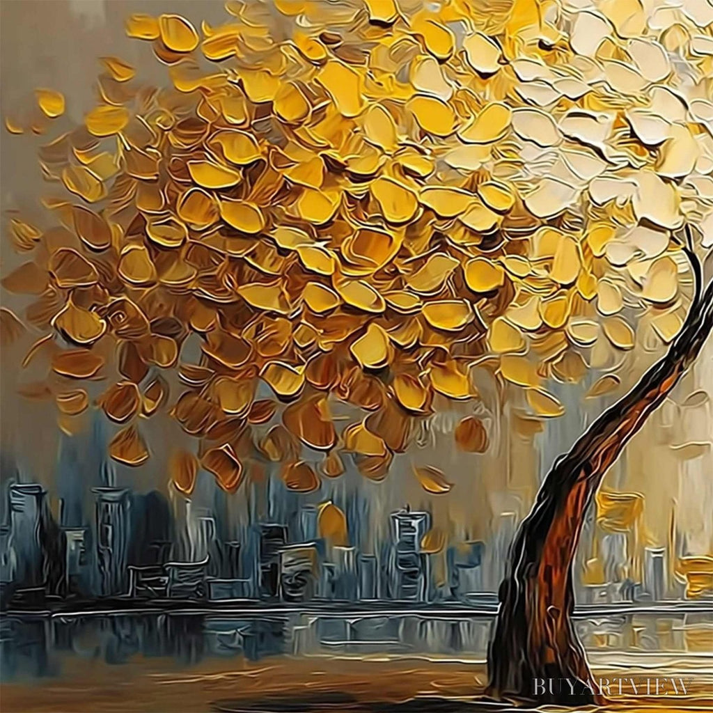 ARTOVITAS Urban Oasis – Heavy Texture Palette Knife Cityscape Oil Painting - image 3