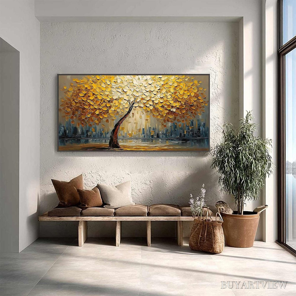 ARTOVITAS Urban Oasis – Heavy Texture Palette Knife Cityscape Oil Painting - image 4