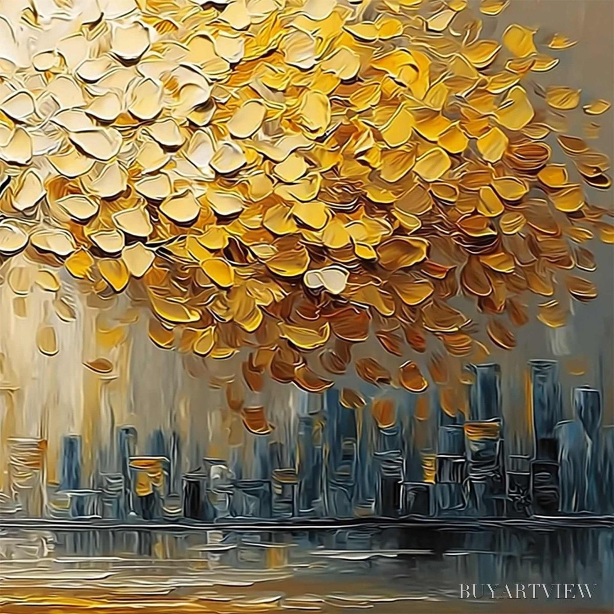 ARTOVITAS Urban Oasis – Heavy Texture Palette Knife Cityscape Oil Painting - image 5