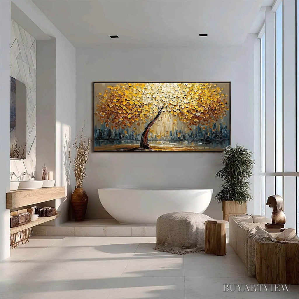 ARTOVITAS Urban Oasis – Heavy Texture Palette Knife Cityscape Oil Painting - image 6