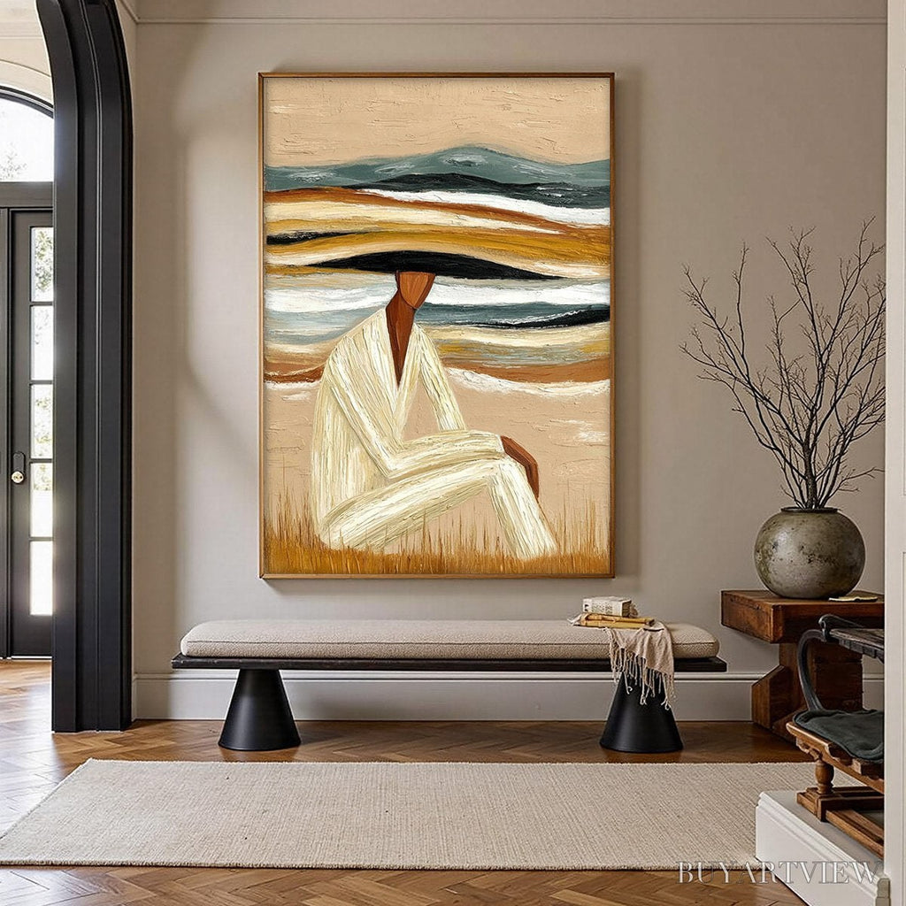 ARTOVITAS Earthen Repose – Textured Abstract Figurative Painting for Modern Decor - image 2