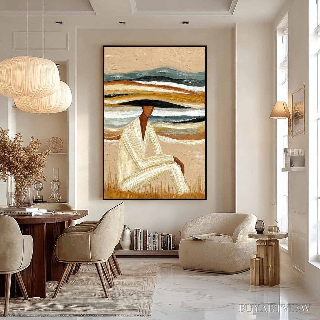 ARTOVITAS Earthen Repose – Textured Abstract Figurative Painting for Modern Decor - image 6