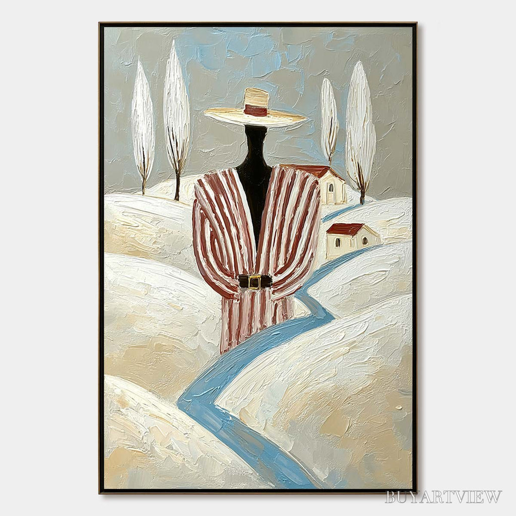ARTOVITAS the Wanderer'S Path – Textured Figurative Landscape Painting - image 1
