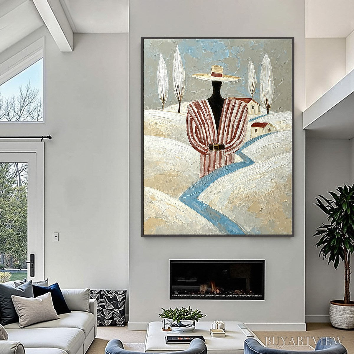 ARTOVITAS the Wanderer'S Path – Textured Figurative Landscape Painting - image 2