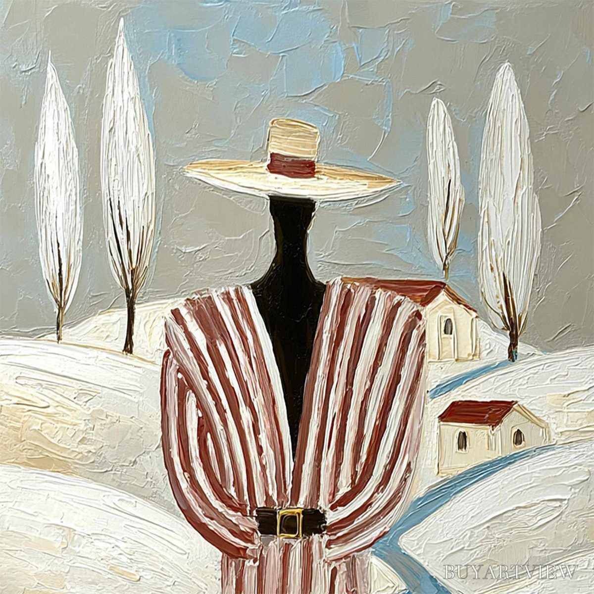 ARTOVITAS the Wanderer'S Path – Textured Figurative Landscape Painting - image 3