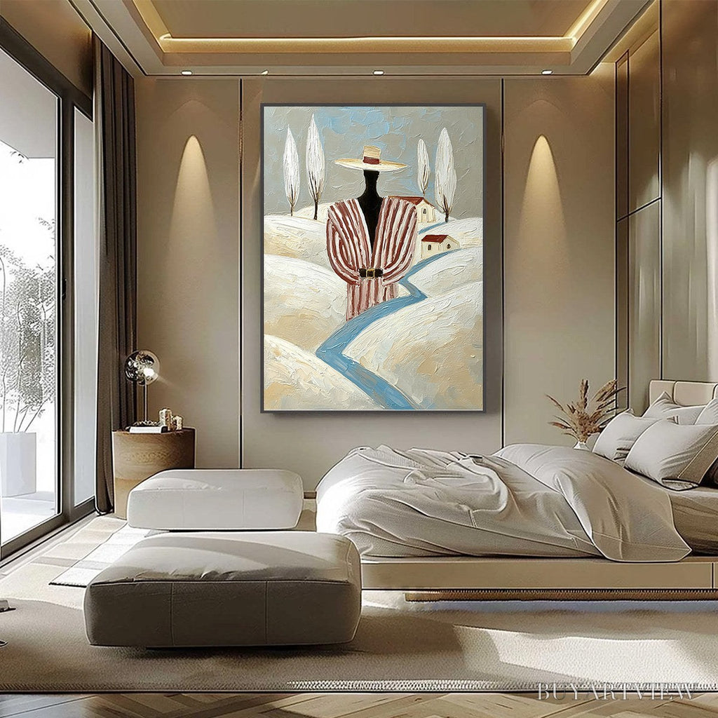 ARTOVITAS the Wanderer'S Path – Textured Figurative Landscape Painting - image 6