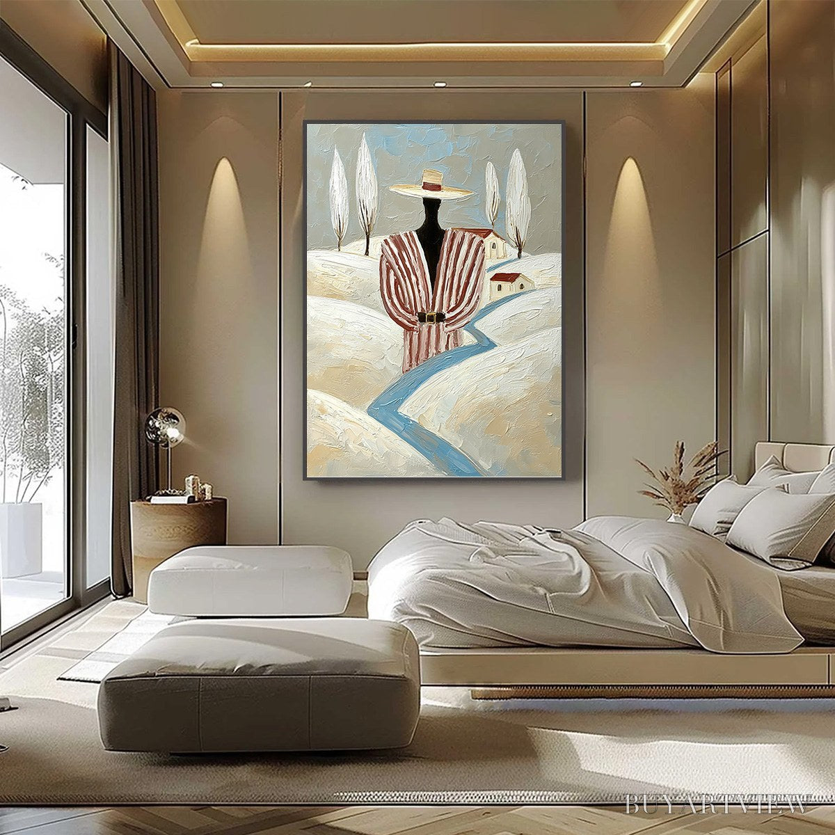 ARTOVITAS the Wanderer'S Path – Textured Figurative Landscape Painting - image 6