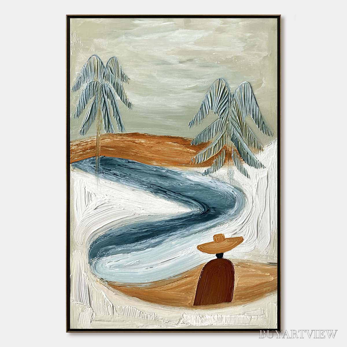ARTOVITAS Coastal Reverie – Textured Wabi Sabi Coastal Landscape Painting - image 1