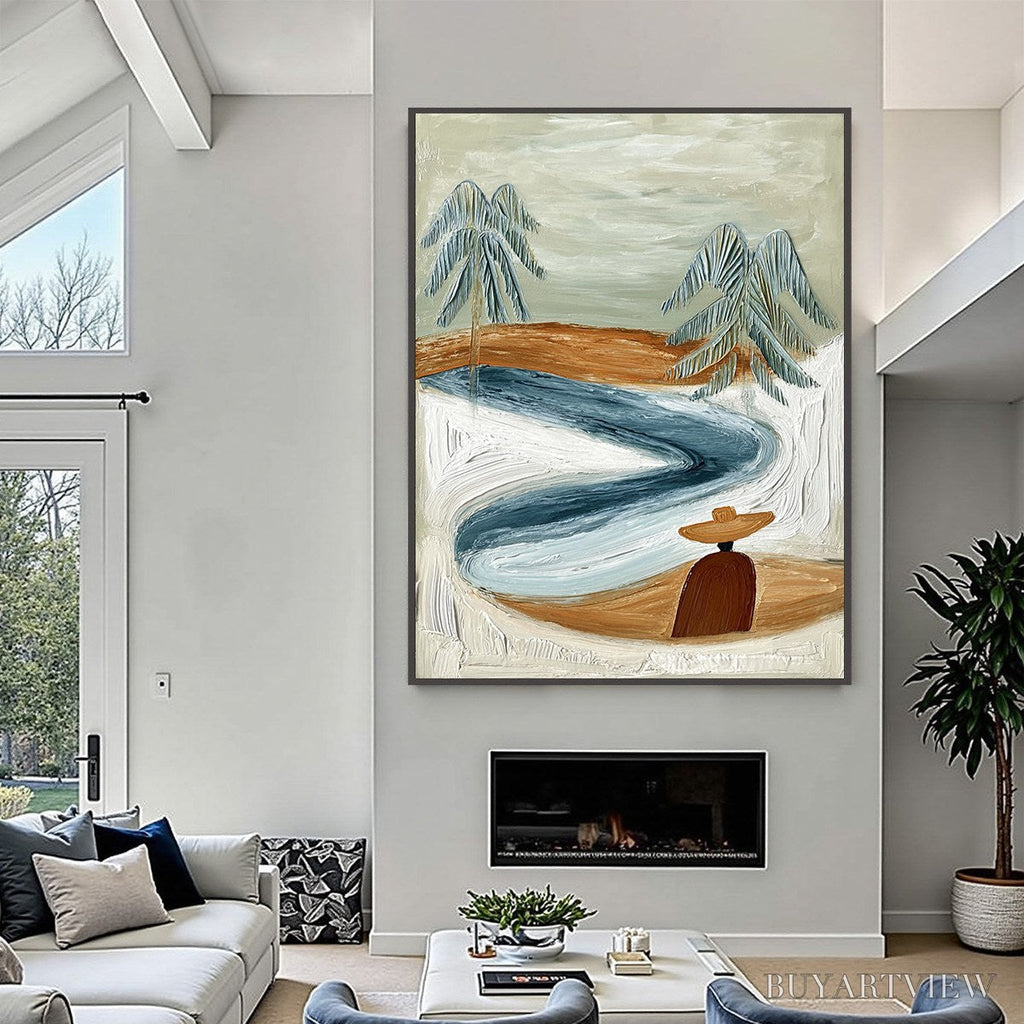 ARTOVITAS Coastal Reverie – Textured Wabi Sabi Coastal Landscape Painting - image 2