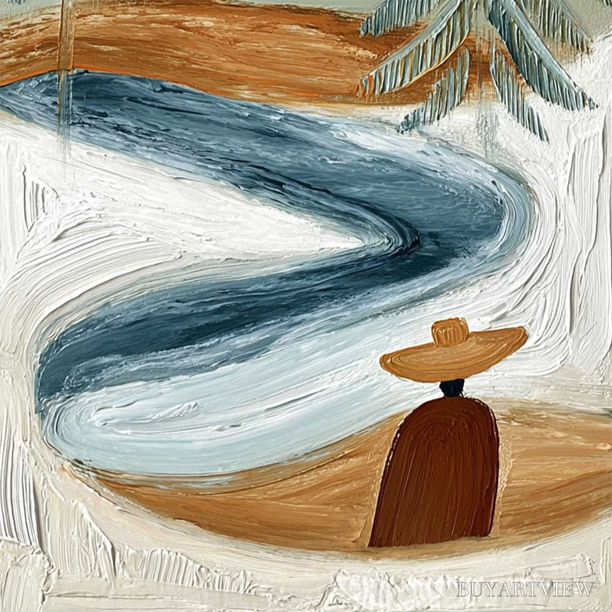 ARTOVITAS Coastal Reverie – Textured Wabi Sabi Coastal Landscape Painting - image 3