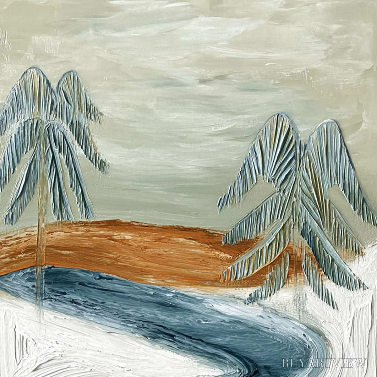 ARTOVITAS Coastal Reverie – Textured Wabi Sabi Coastal Landscape Painting - image 5
