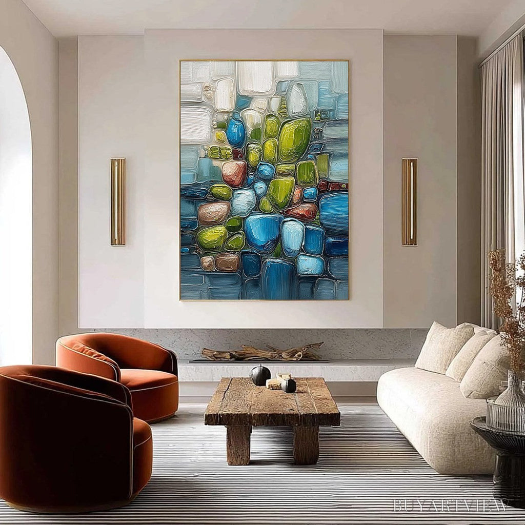 ARTOVITAS Riverbed Gems – Textured Vertical Abstract Impasto - image 2