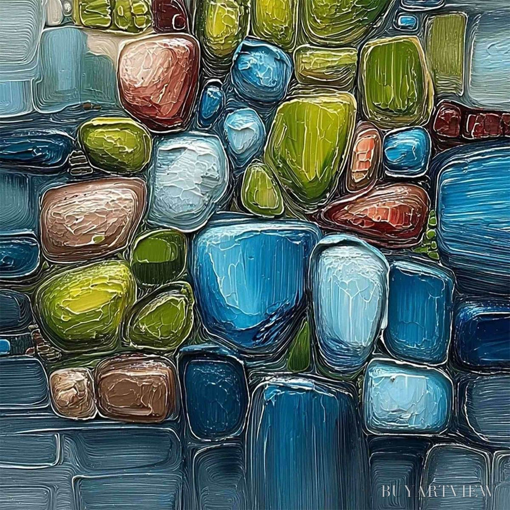 ARTOVITAS Riverbed Gems – Textured Vertical Abstract Impasto - image 5