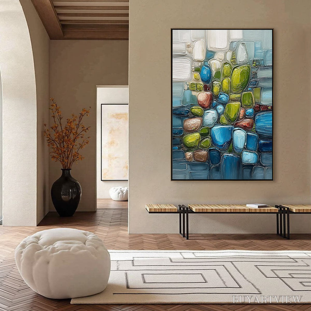 ARTOVITAS Riverbed Gems – Textured Vertical Abstract Impasto - image 6