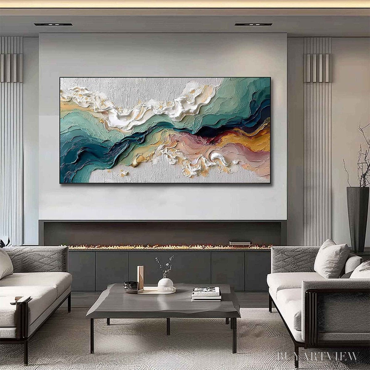 ARTOVITAS Terraflux – Large Abstract Landscape Heavy Texture Palette Knife Painting - image 4