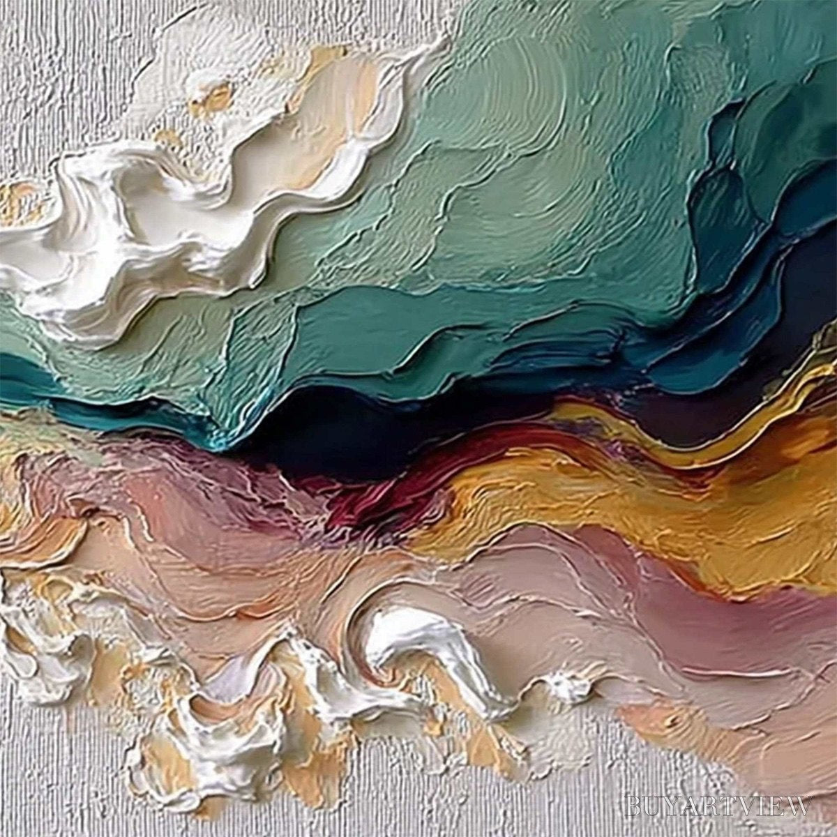 ARTOVITAS Terraflux – Large Abstract Landscape Heavy Texture Palette Knife Painting - image 5