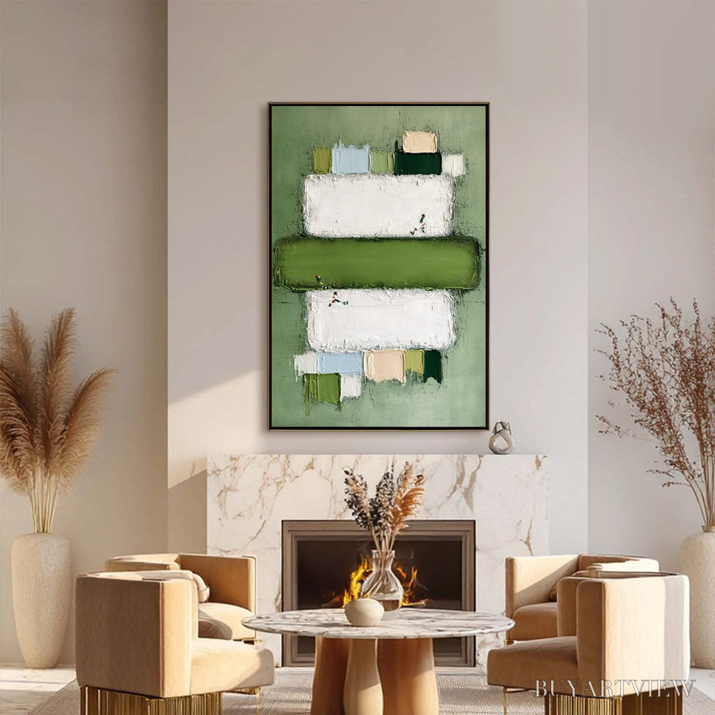 ARTOVITAS Greenfield Arena – Textured Abstract Sports Painting with Minimalist Green Tones - image 6