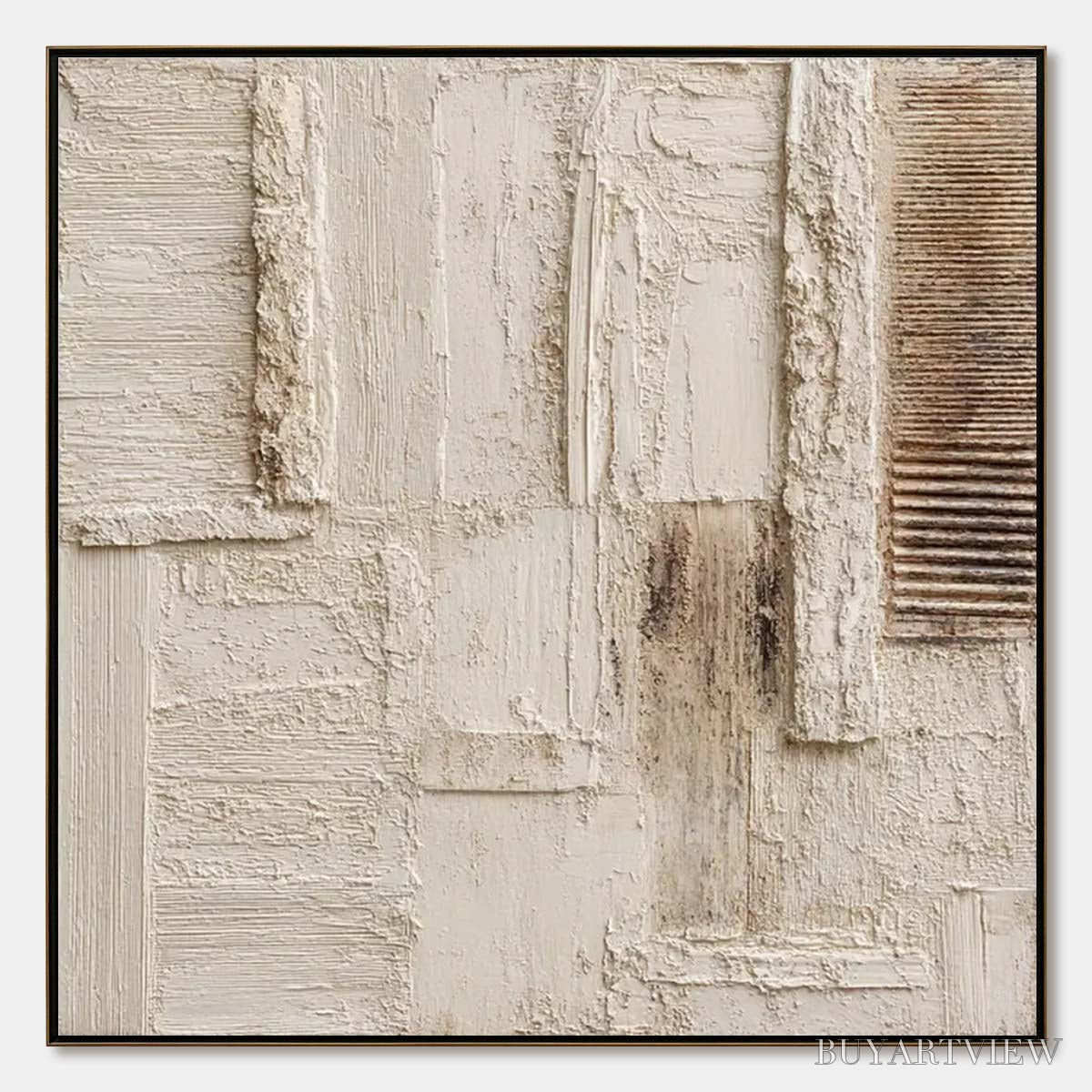 ARTOVITAS Strata – Textured Wabi Sabi Abstract Painting in Neutral Tones - image 1
