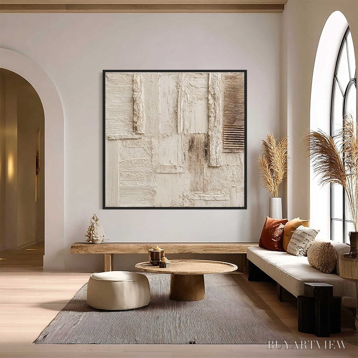 ARTOVITAS Strata – Textured Wabi Sabi Abstract Painting in Neutral Tones - image 2