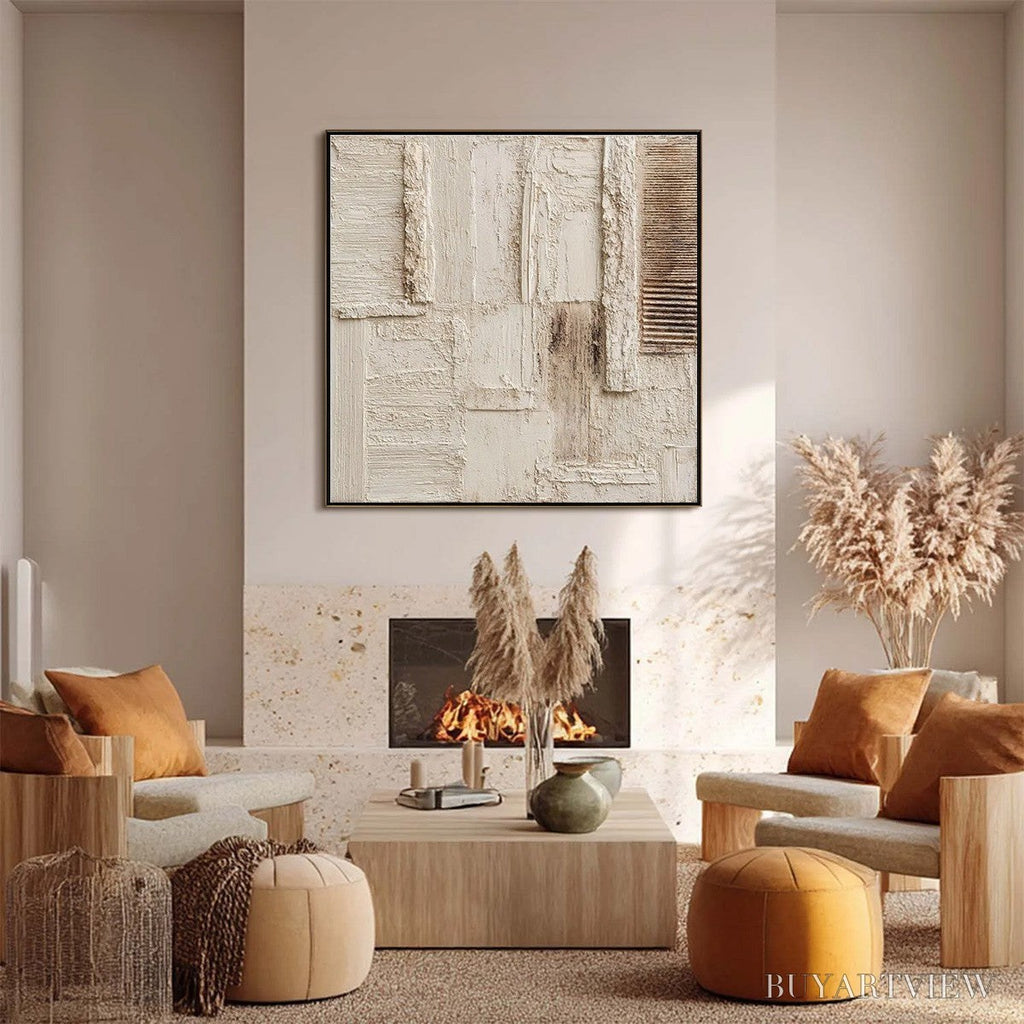 ARTOVITAS Strata – Textured Wabi Sabi Abstract Painting in Neutral Tones - image 4