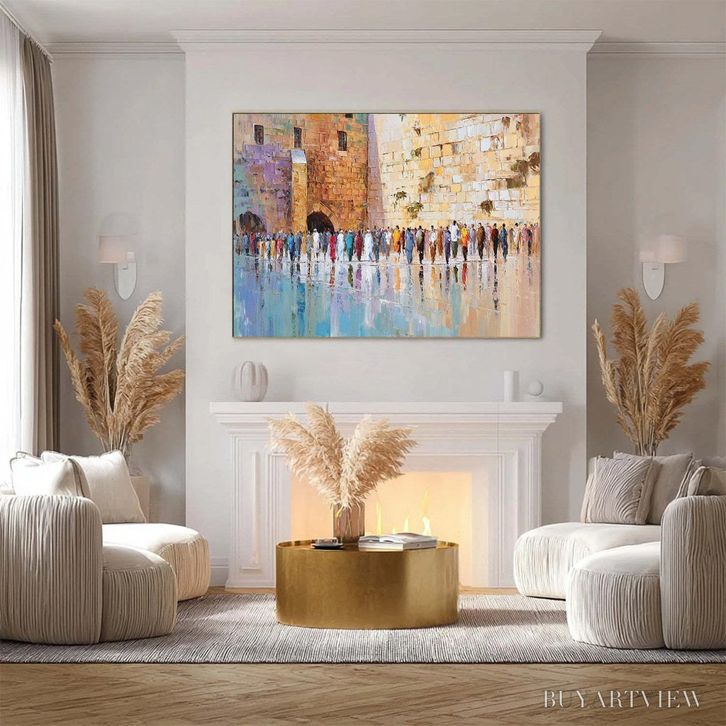 ARTOVITAS Stones of Reverence – Textured Palette Knife Painting of a Historic Pilgrimage - image 2