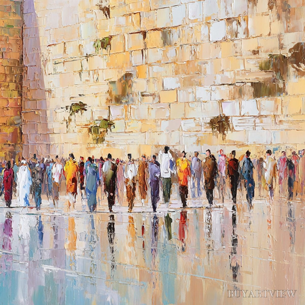 ARTOVITAS Stones of Reverence – Textured Palette Knife Painting of a Historic Pilgrimage - image 3