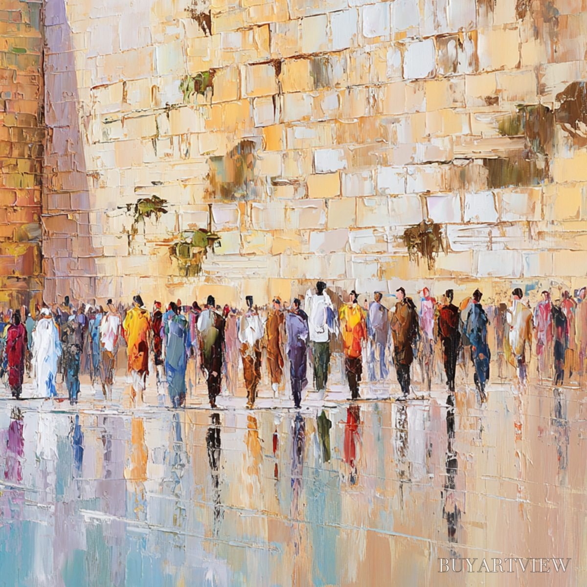 ARTOVITAS Stones of Reverence – Textured Palette Knife Painting of a Historic Pilgrimage - image 3