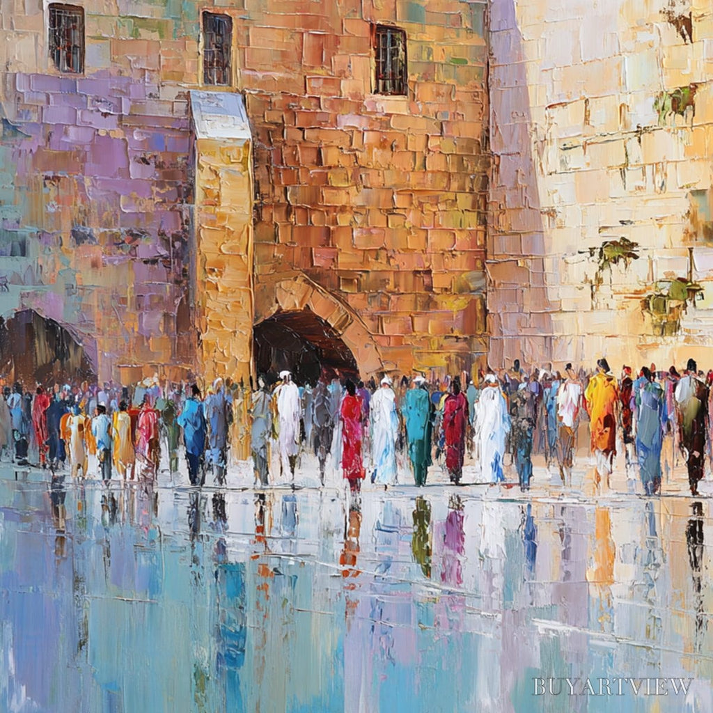 ARTOVITAS Stones of Reverence – Textured Palette Knife Painting of a Historic Pilgrimage - image 5