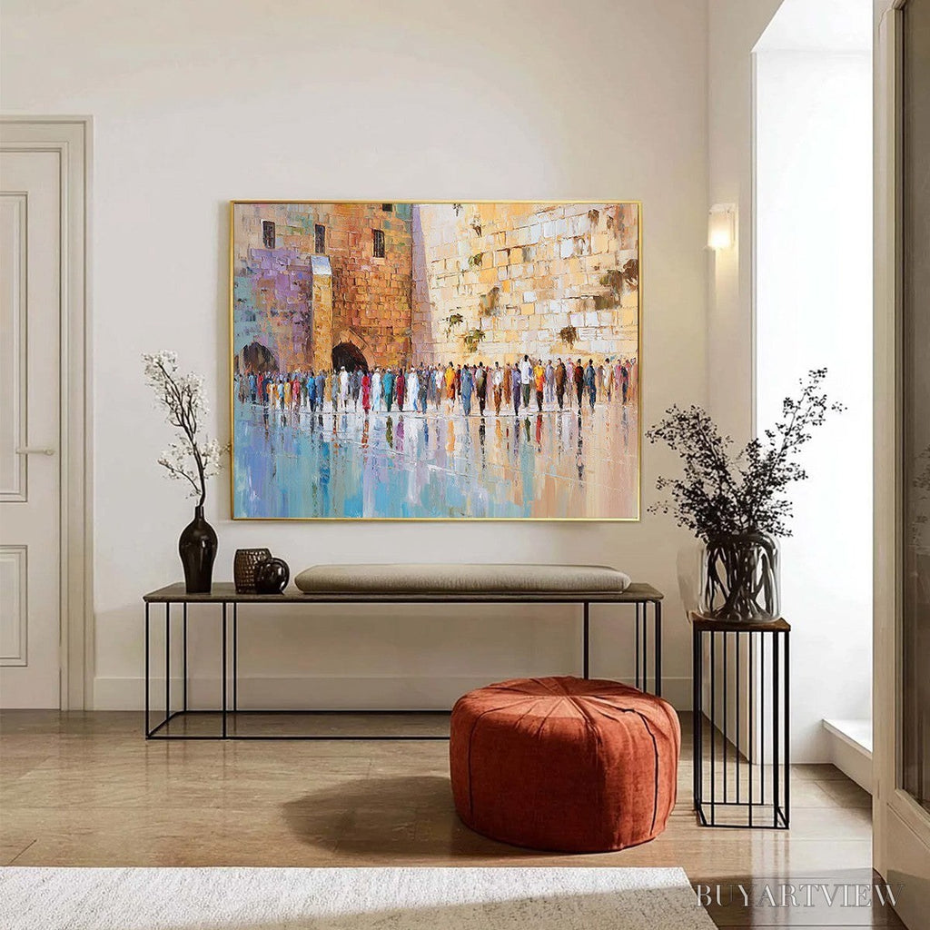 ARTOVITAS Stones of Reverence – Textured Palette Knife Painting of a Historic Pilgrimage - image 6