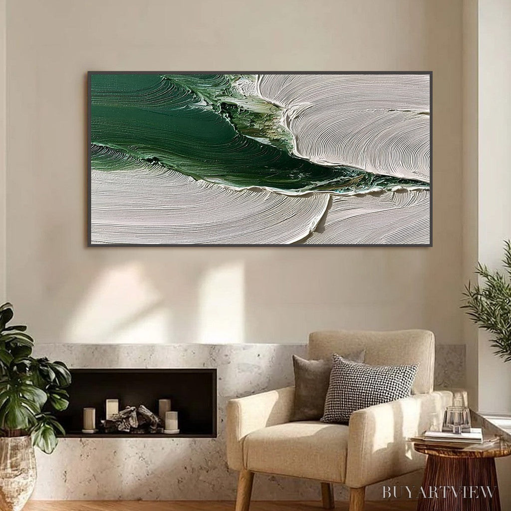 ARTOVITAS Verdant Rift – Heavy Texture Abstract Landscape Oil Painting - image 2