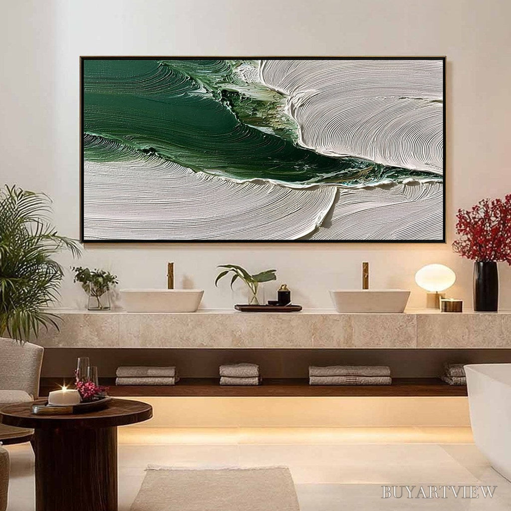 ARTOVITAS Verdant Rift – Heavy Texture Abstract Landscape Oil Painting - image 4