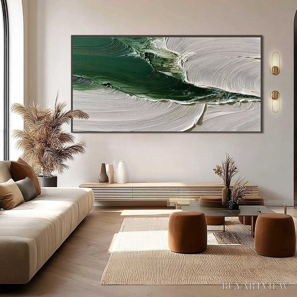 ARTOVITAS Verdant Rift – Heavy Texture Abstract Landscape Oil Painting - image 6