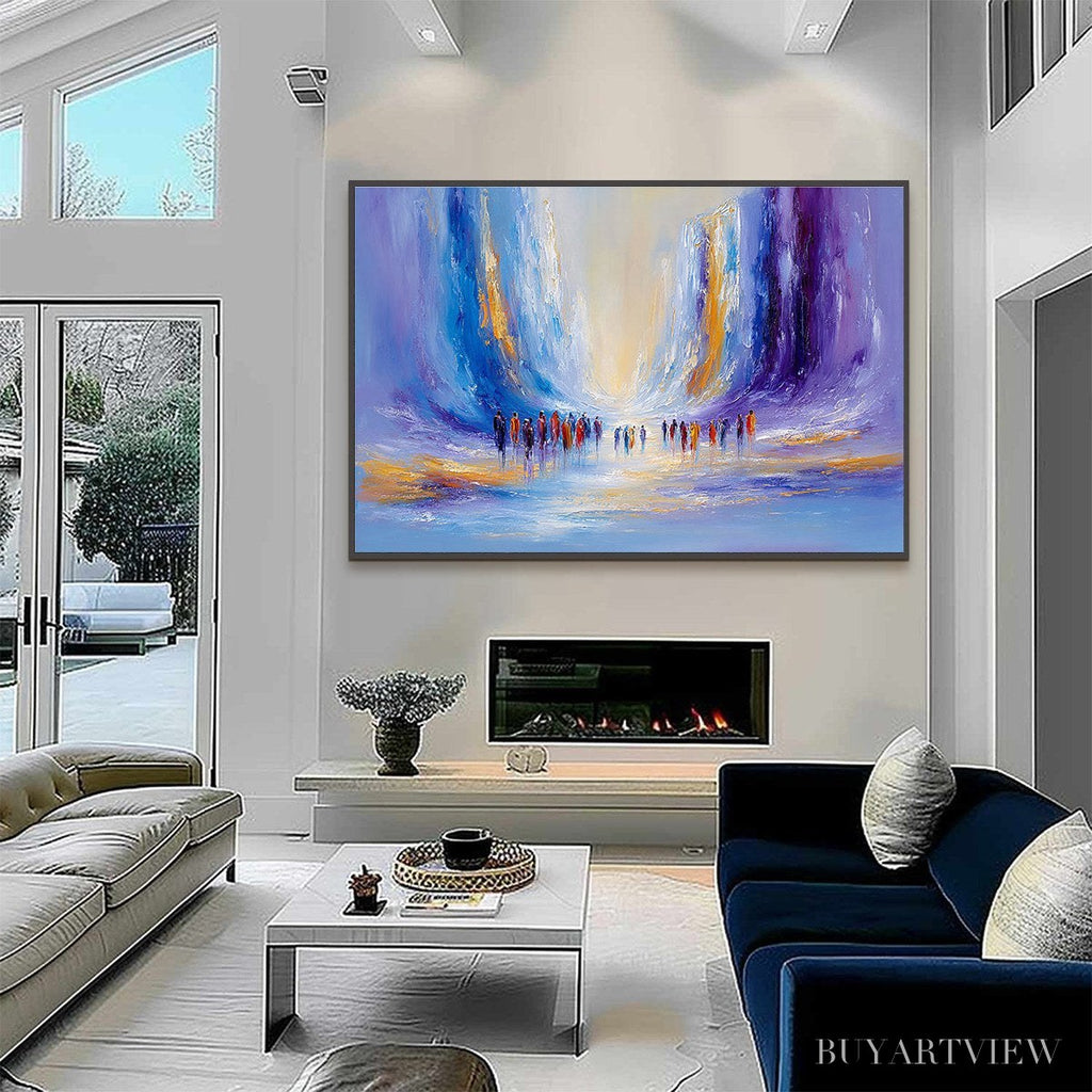 ARTOVITAS Convergence – Large Colorful Abstract Figurative Oil Painting - image 4