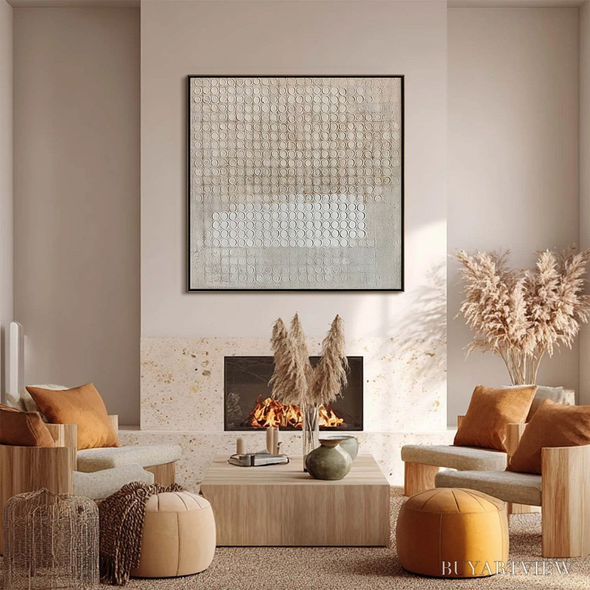 ARTOVITAS Silent Rhythm – Textured Wabi Sabi Abstract Painting in Neutral Tones - image 2